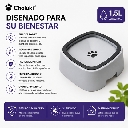 🐾 Bebedero Antiderrames 1,5L para Perros y Gatos | Choluki®